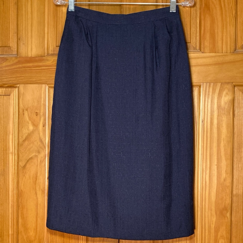 NWOT Skirt Vintage 80s Lined Career Midi Blue Size 8